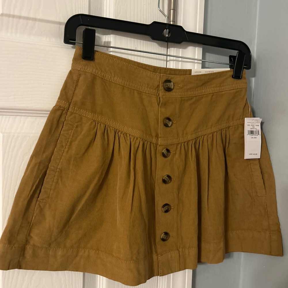 American Eagle Outfitters Button-Front Brown Skirt